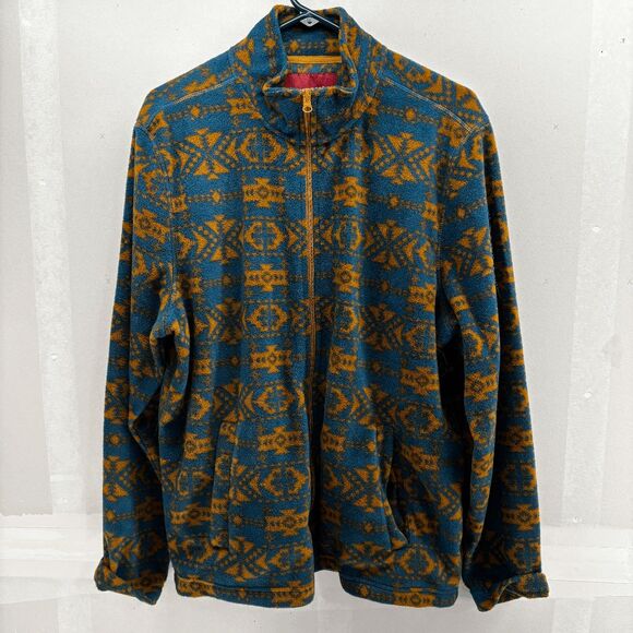 Arizona Jeans Full Zip Fleece Jacket Southwestern Aztec Geometric Style Size L - Picture 1 of 6